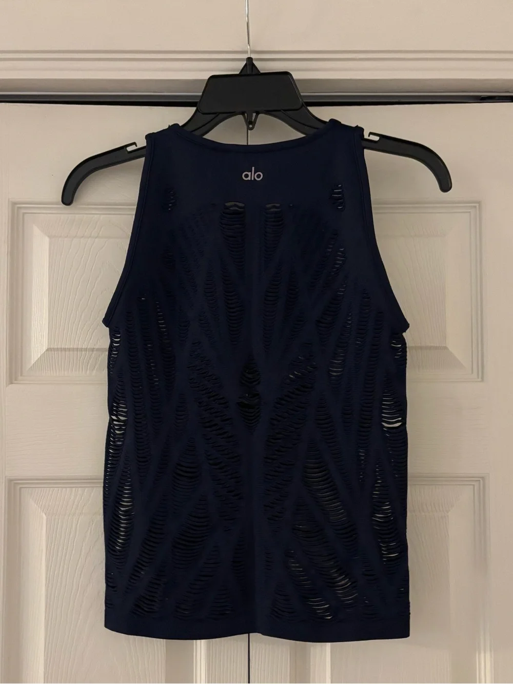 ALO YOGA Vixen Fitted Racerback Tank Top in Navy